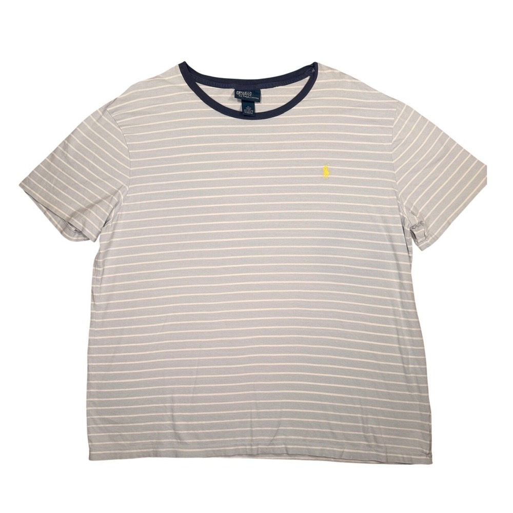 Polo Ralph Lauren Striped Ringer T-Shirt XL Men Blue White Cotton Pony Logo